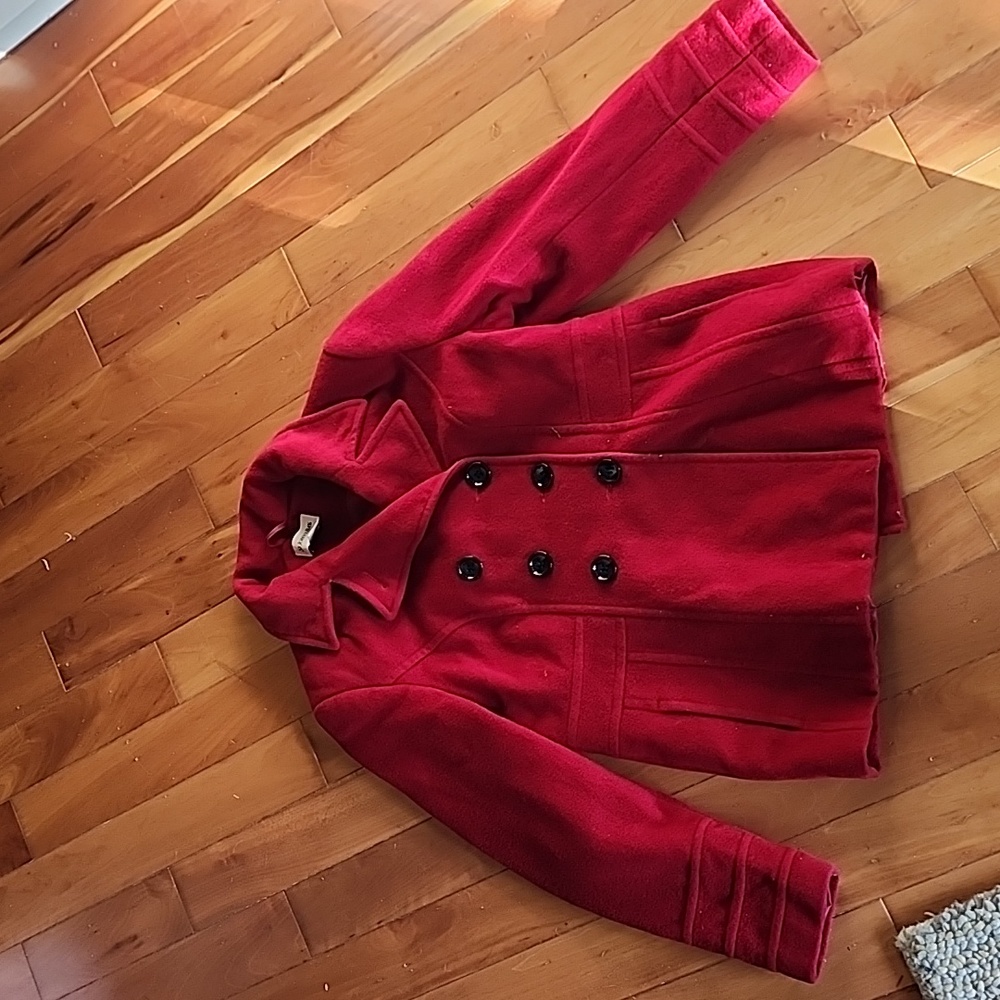 Red wool/cashmere blend winter coat - medium